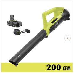 RYOBI ONE+ 18V 90 MPH 200 CFM Cordless Battery Leaf Blower/Sweeper with 2.0 Ah Battery and Charger