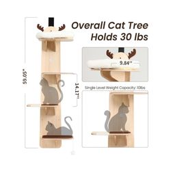 59" Littleglovo Door Hanging Cat Tower Climber Tree Scratching Rope Kitten Gato Perch for Indoor Cats