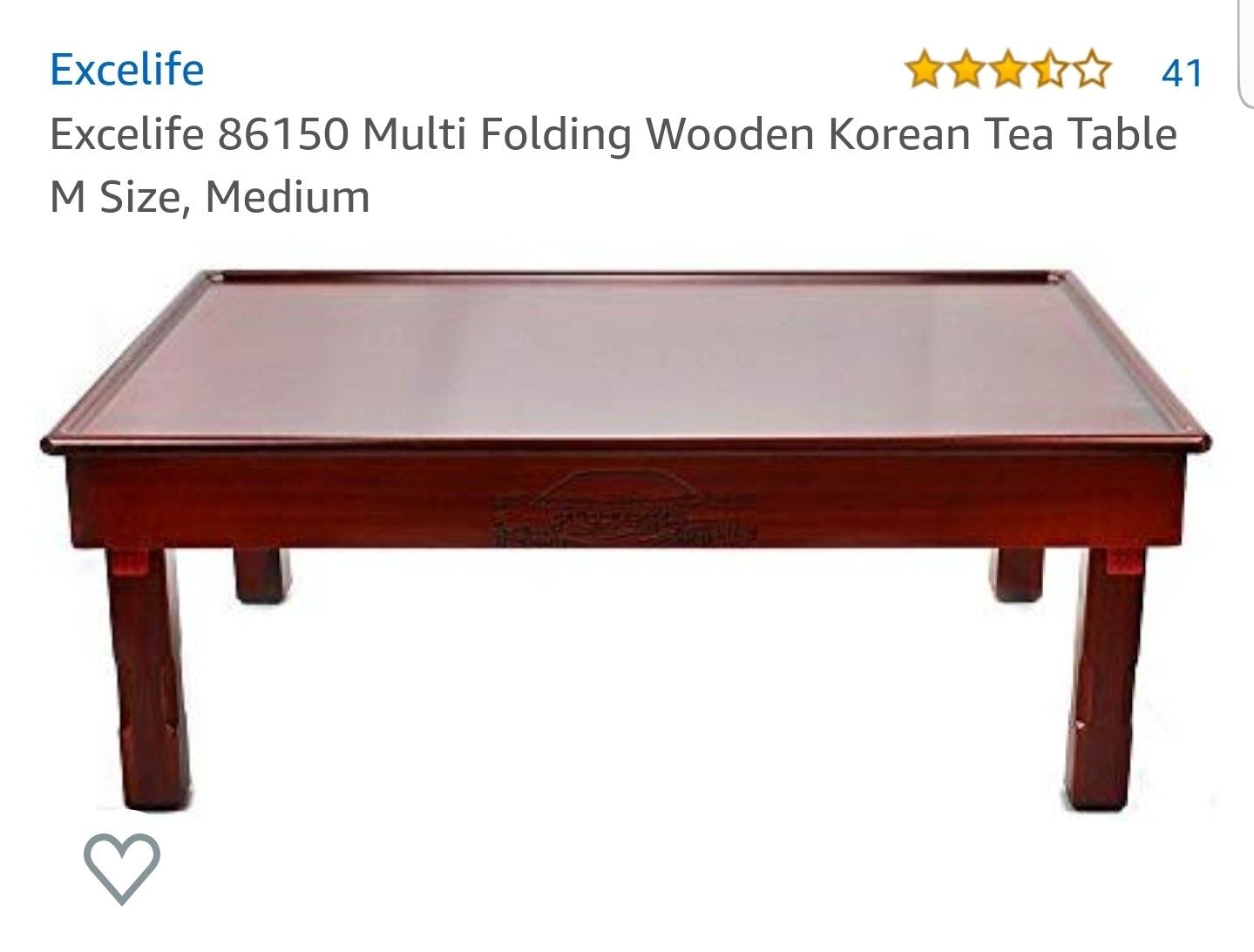 Folding Wooden Korean Tea Table 10" tall