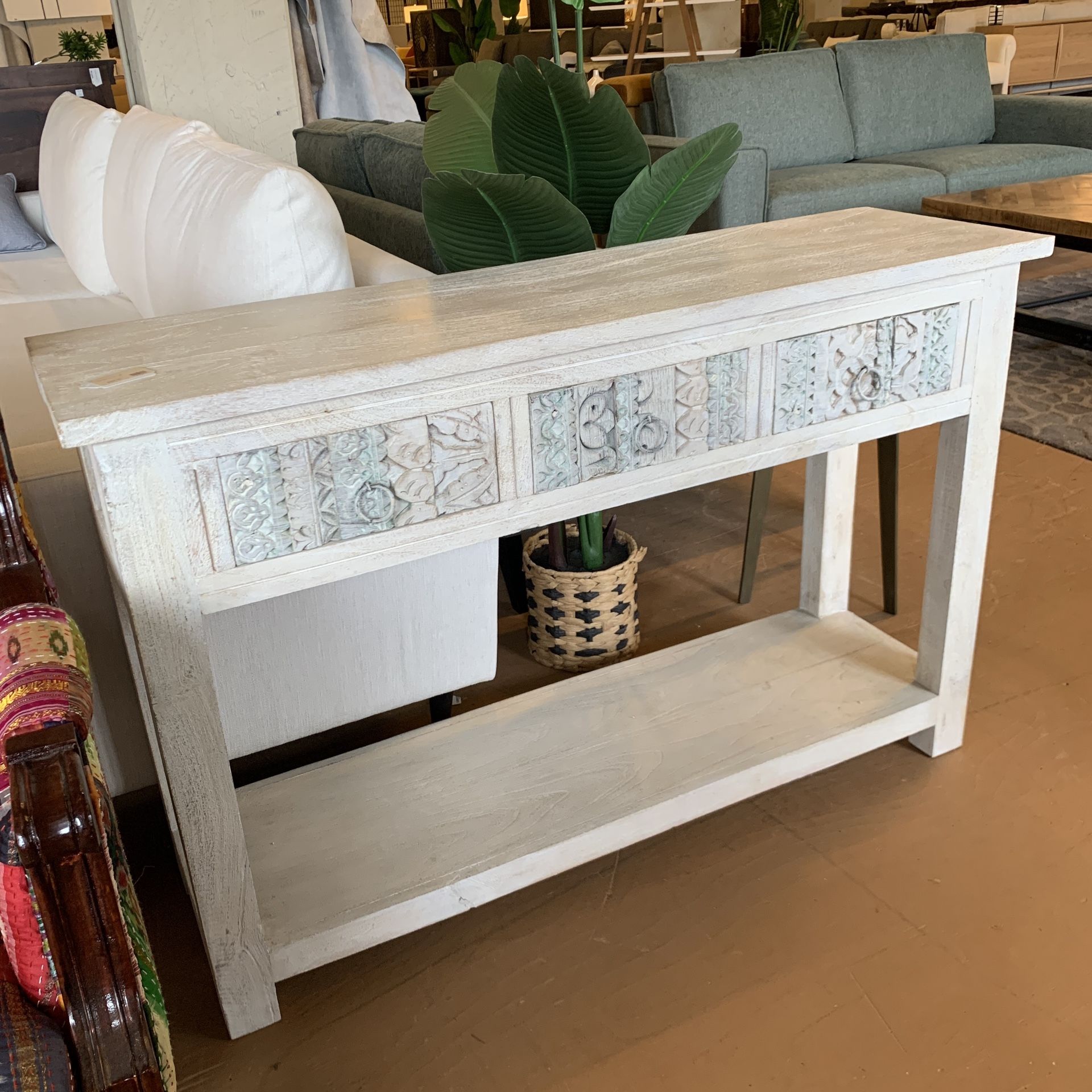 White Wash Console Table