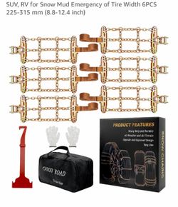 Snow chains- Tire Width 6PCS 225-315 mm (8.8-12.4 inch)