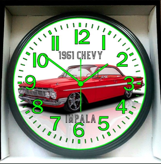 1961 Chevy Impala Glow In The Dark Wall Clock New!
