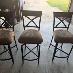 Set Of Brown Suede Chairs 