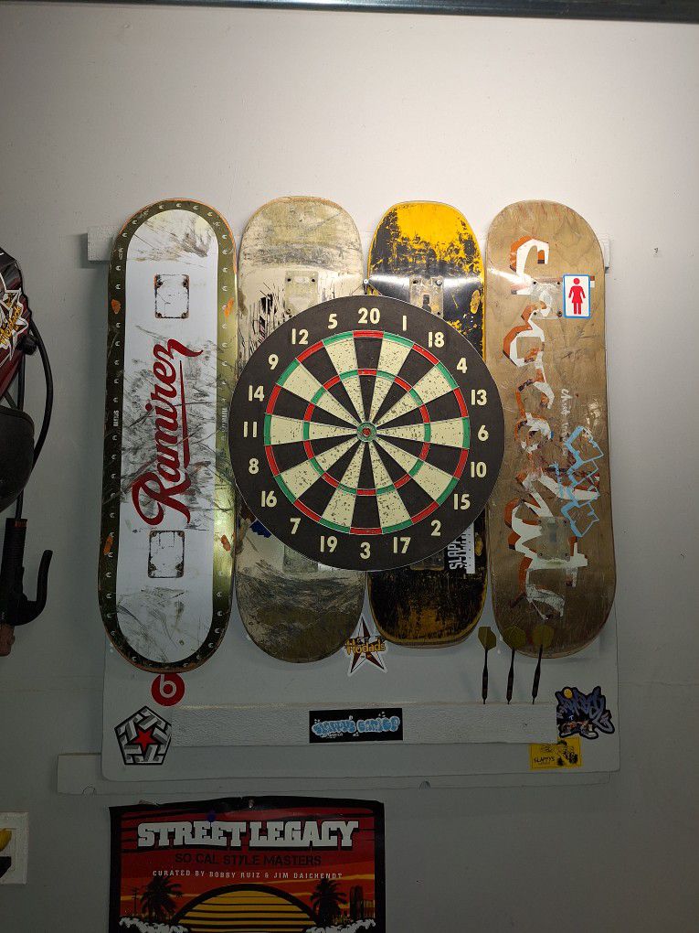DART Board Set with Custom SkateBoard Back Board