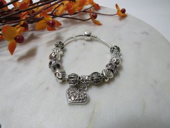 Luxury Bracelet Silver Plating Heart Charm Crystal Beads Bracelets