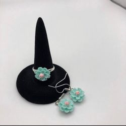 Beautiful Blue and Pink Flower Jewelry Set