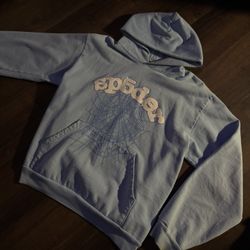 sky blue web spider hoodie