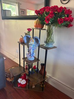 Rustic brown and black plant stand