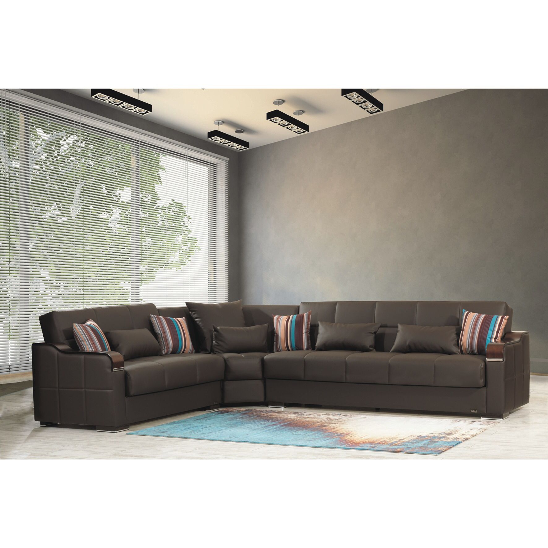 NEW PU LEATHER SECTIONAL SOFA BED WITH STORAGE
