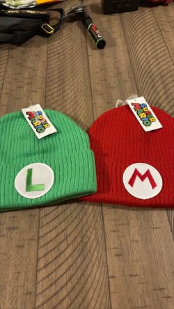 Super Mario Embroidered M Logo On Red Cuff Beanie