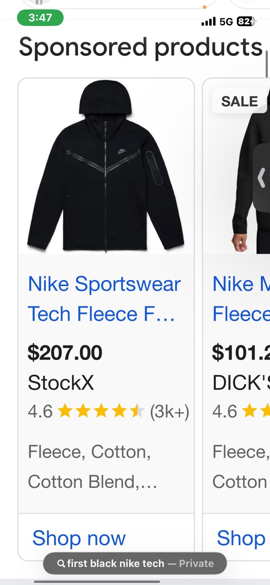 Original first nike tech fleece black size L