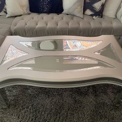 Gray And Mirrored Coffee Table