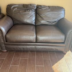 Genuine Leather Couch and Loveseat
