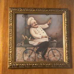 Chef on Bicycle Framed Art