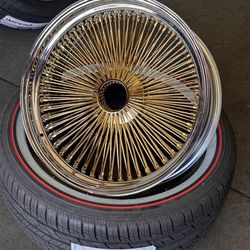 22 inch Center Gold Wire Wheels 285/45R22 Vogue Tires Finance Available