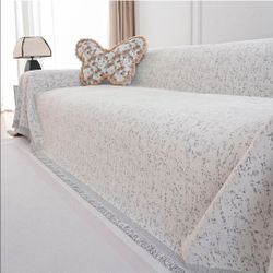 Nobildonna Nonslip Couch Cover for Sofa Cover Blanket Washable,Grey White
91"x134", Premium Chenille