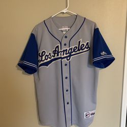 Men Majestic Vintage Los Angeles Dodgers Jersey Gray Large. Good Condition.
