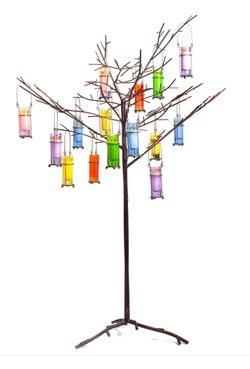46” Metal Holiday Tree Ornament / Votive DisplayStand With 20 Candles & Holders