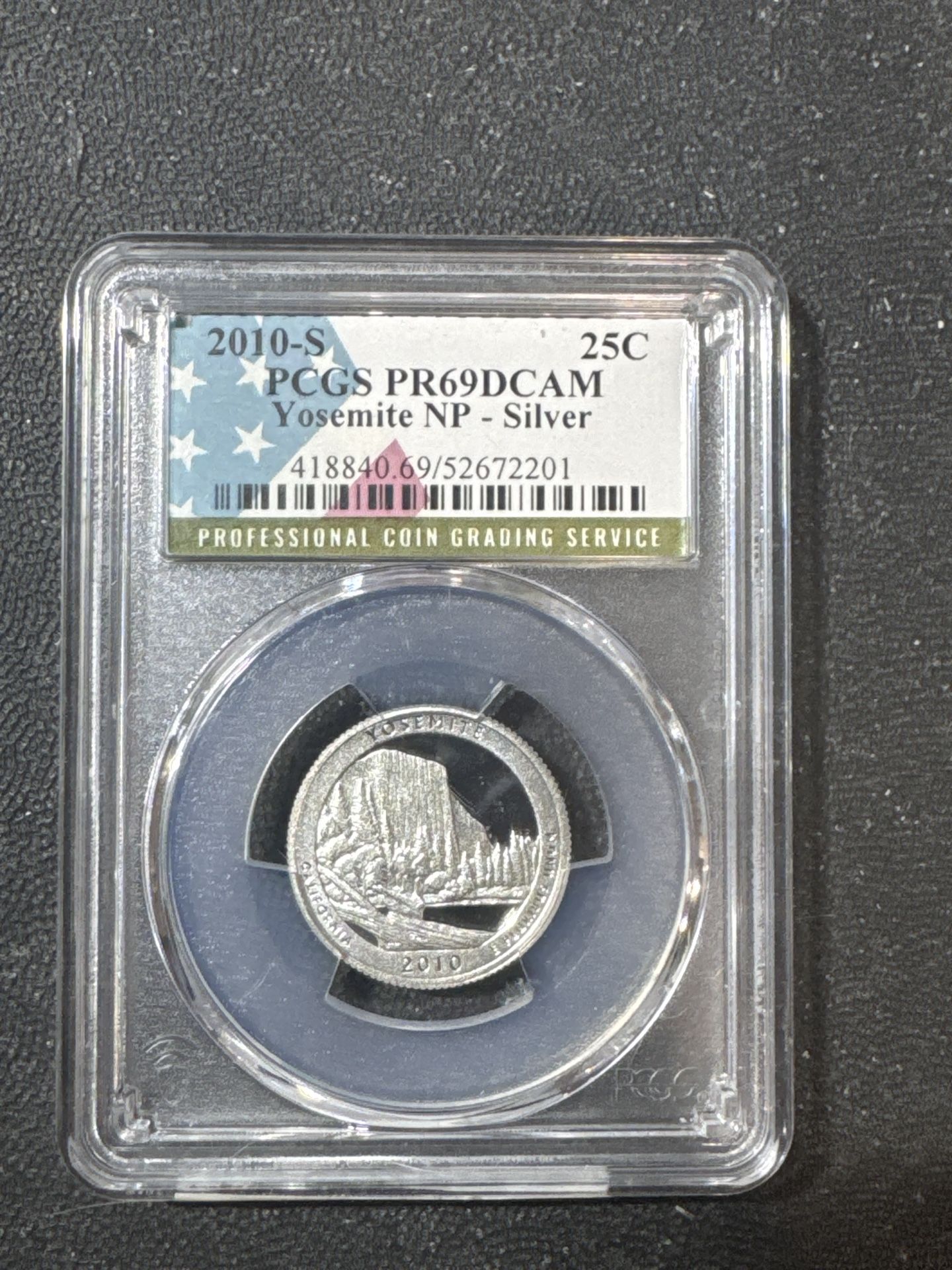 #104 2010-S Silver Proof Quarter – Yosemite National Park – PCGS PR69DCAM
