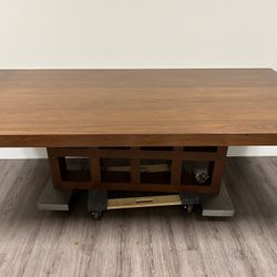 Rectangle Dining Table W/ Steel + Wood Base