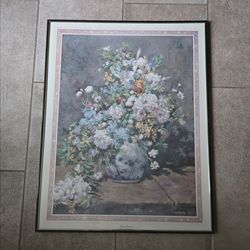 Framed print - Large Vase of Flowers - by Renoir 1866 28x22" Impressionism