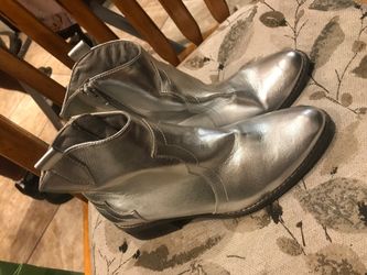 Big girls silver ankle cowboy boots size 5 costume Halloween