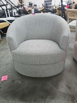 CHITA Modern Swivel Accent Chairs, Round Barrel Chair for Living Room Bedroom, Fabric in Light Gray