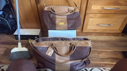 Leather 2 Travel Bag Set