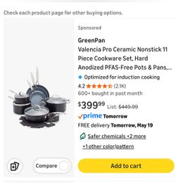 Greenpan Valencia pro 11 piece non-stick cookware set