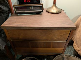 Mid Century Modern Walnut Two Drawer Nightstand