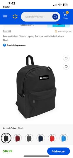 Everest Unisex Classic Laptop Backpack with Side Pocket - Black