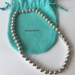 Tiffany & Co. Hardware Graduated Sterling Silver Ball Bead Necklace