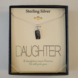 Sterling Silver Daughter Clover Necklace Quote "If Daughters Were Flowers..." In Orig. Box