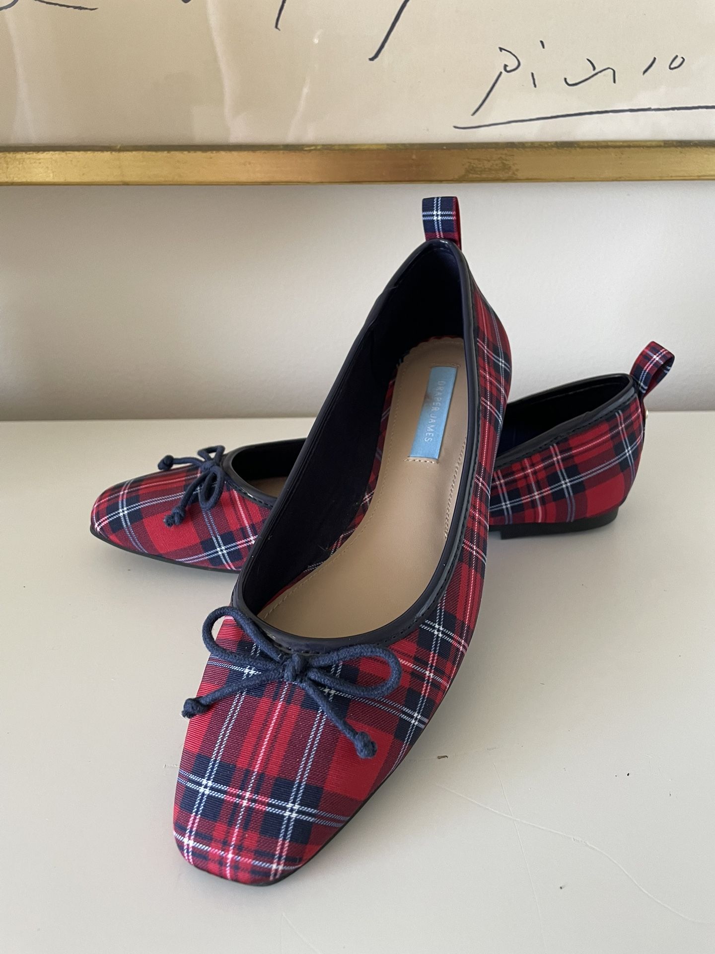 New Draper James Preppy Plaid Ballet Flats - 7.5