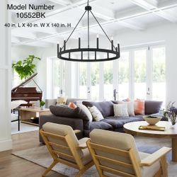 40ln Modern Farmhouse Wagon Wheel Chandelier