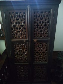 Antique Double Door Wine Rack/Liquor Cabinet