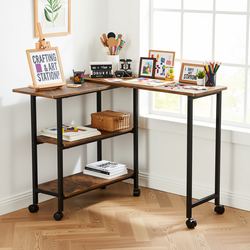 Joes Folding Rolling Kitchen Cart With Wheels Expandable Utility Cart Storage Shelves for Kitchen Office Craft Table