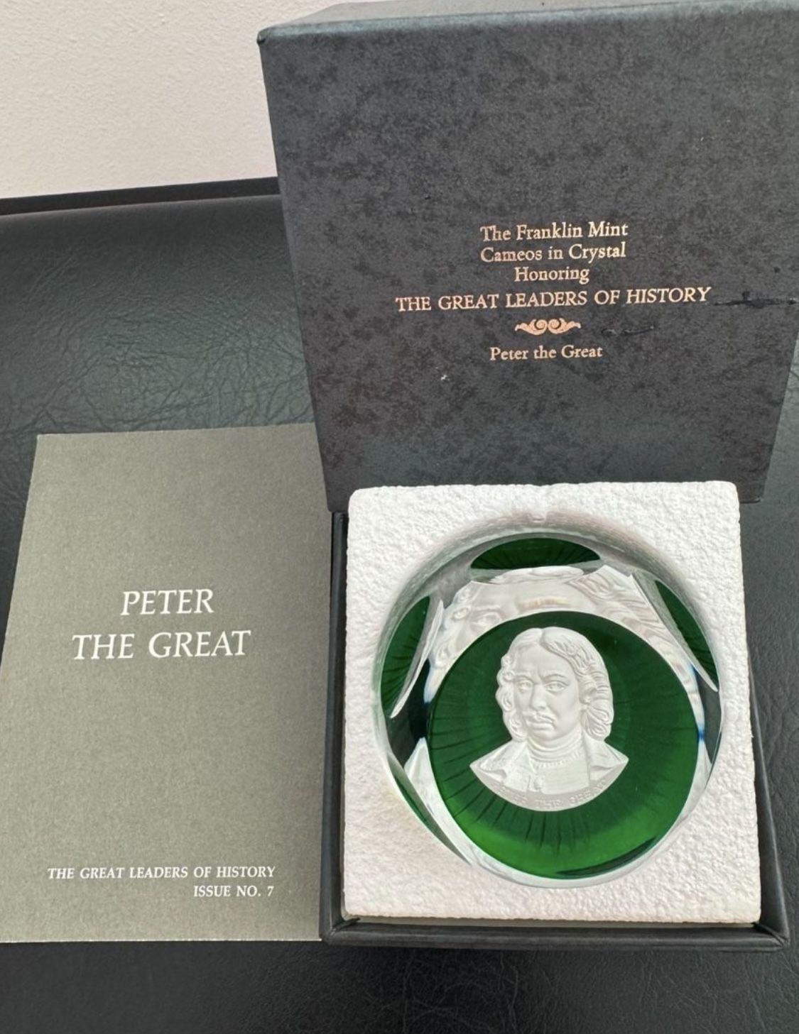Baccarat Crystal Franklin Mint Paperweight the great Leader of history Peter the Great In great condition Comes in box with certificate of authentic