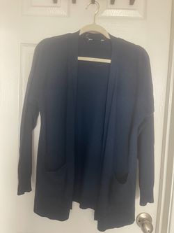 Navy blue open front cardigan