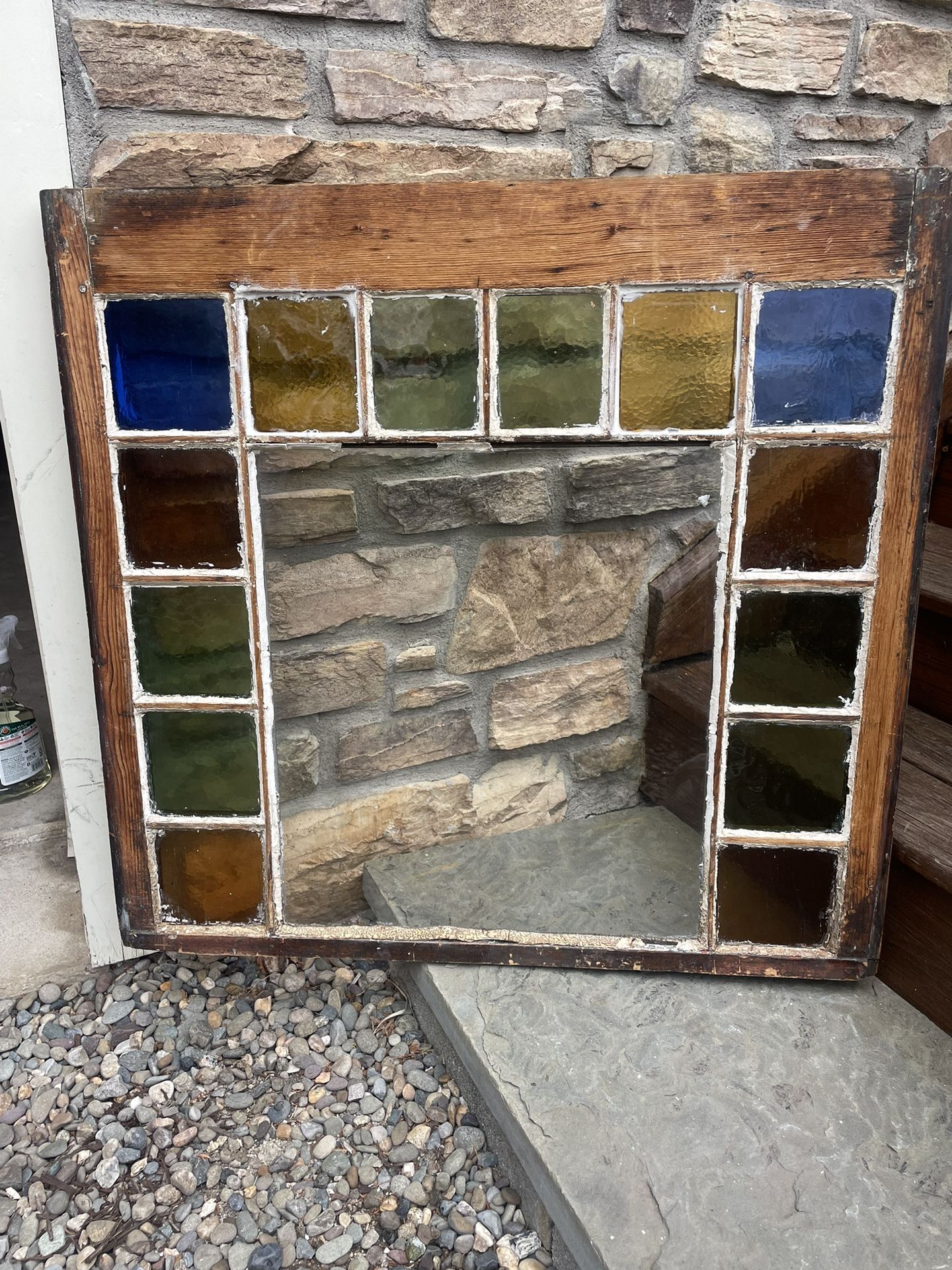 Antique Queen Anne Style Stained Glass Window