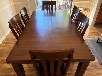 Dark Wood Dining Table with 6 Chairs