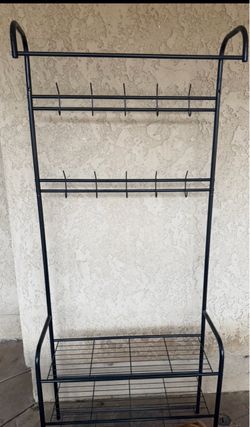 Black Coat Rack with Shelf