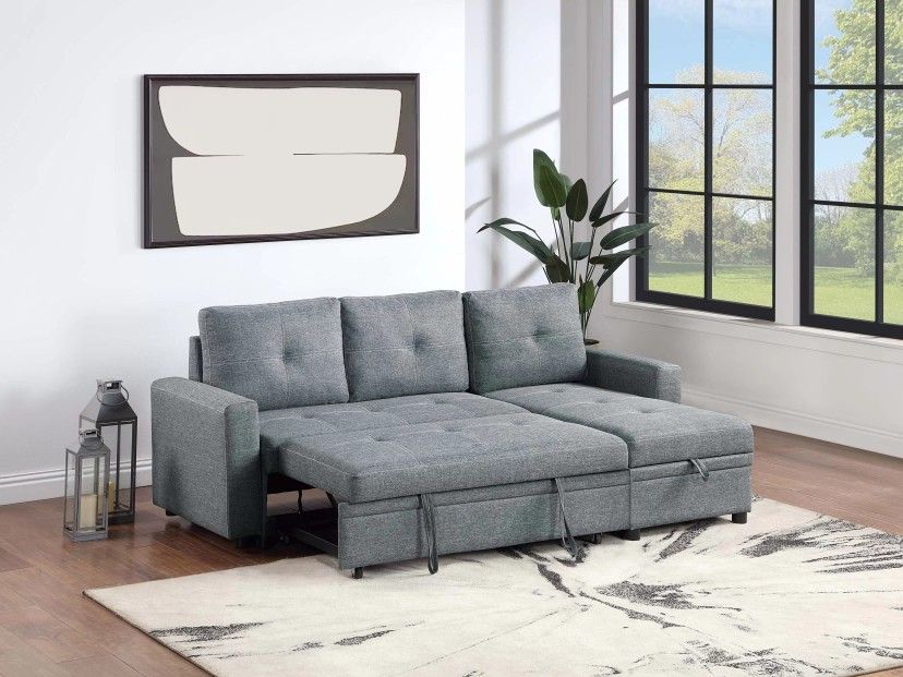 Brand New Grey Sectional Sofa Storage Sleeper