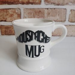 Mustache Mug Ceramic Black White Vintage Collectable 