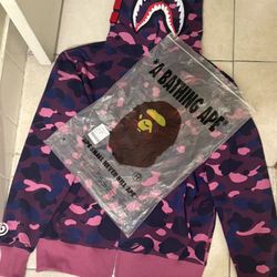 Purple And Pink Bape Hoodie Size S