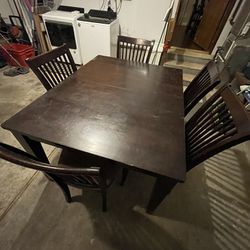 Dining Table With 6 Chairs Dark Wood 