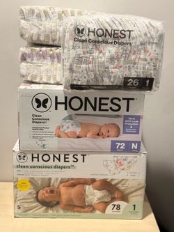 226CT Honest Diapers BUNDLE size 1 diapers & size newborn diapers