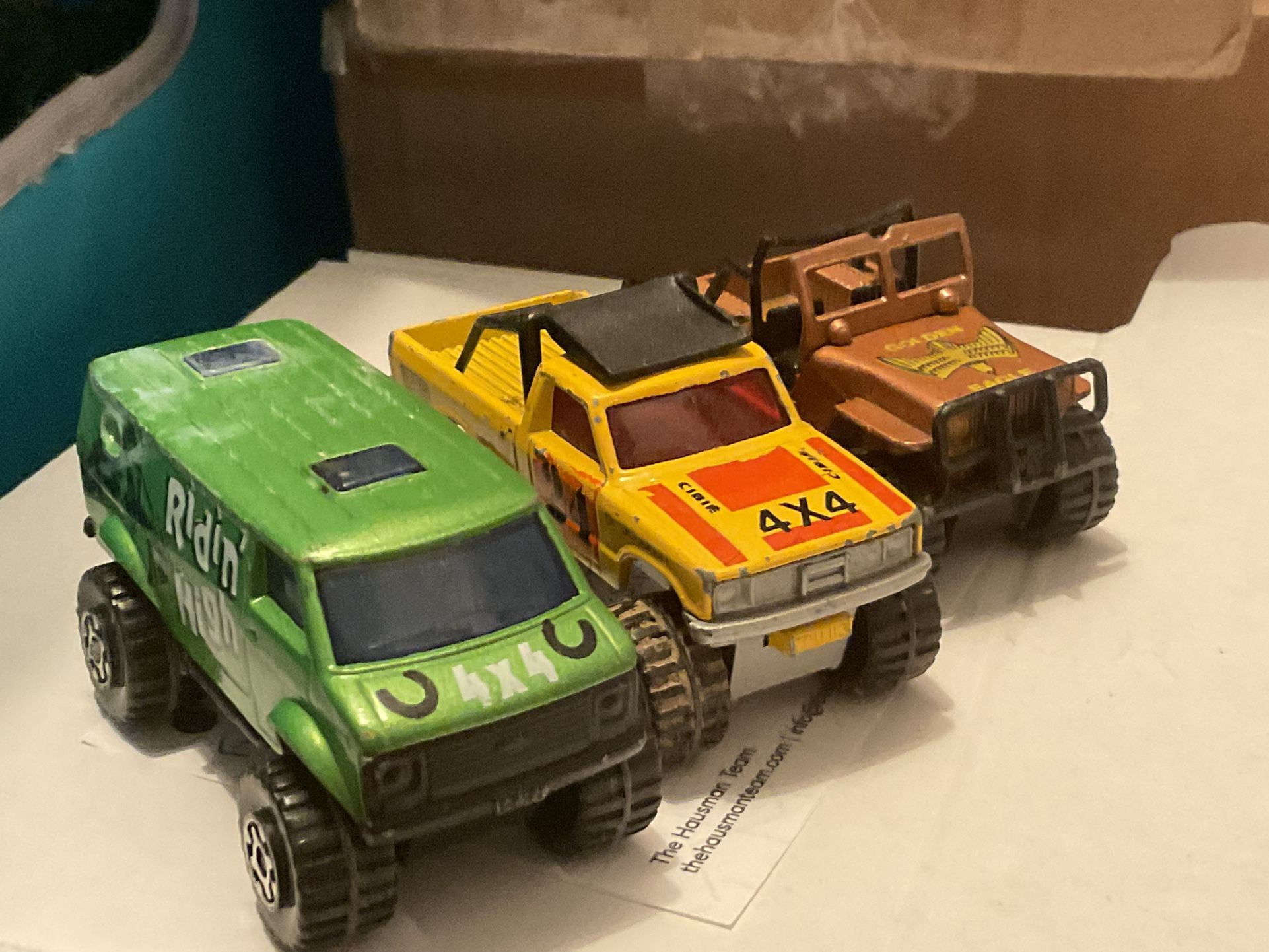 lot Of 3 Vintage Matchbox 4X4s; Chevy Van Jeep CJ-7, Toyota Pickup