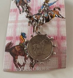 Silver Coin Horse Necklace