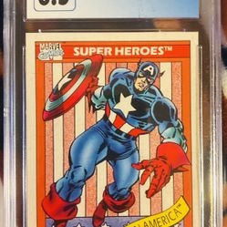 Original 1990 Marvel Universe Series I trading card featuring Captain America, Impel Graded CGC 8.5 NM/Mint+